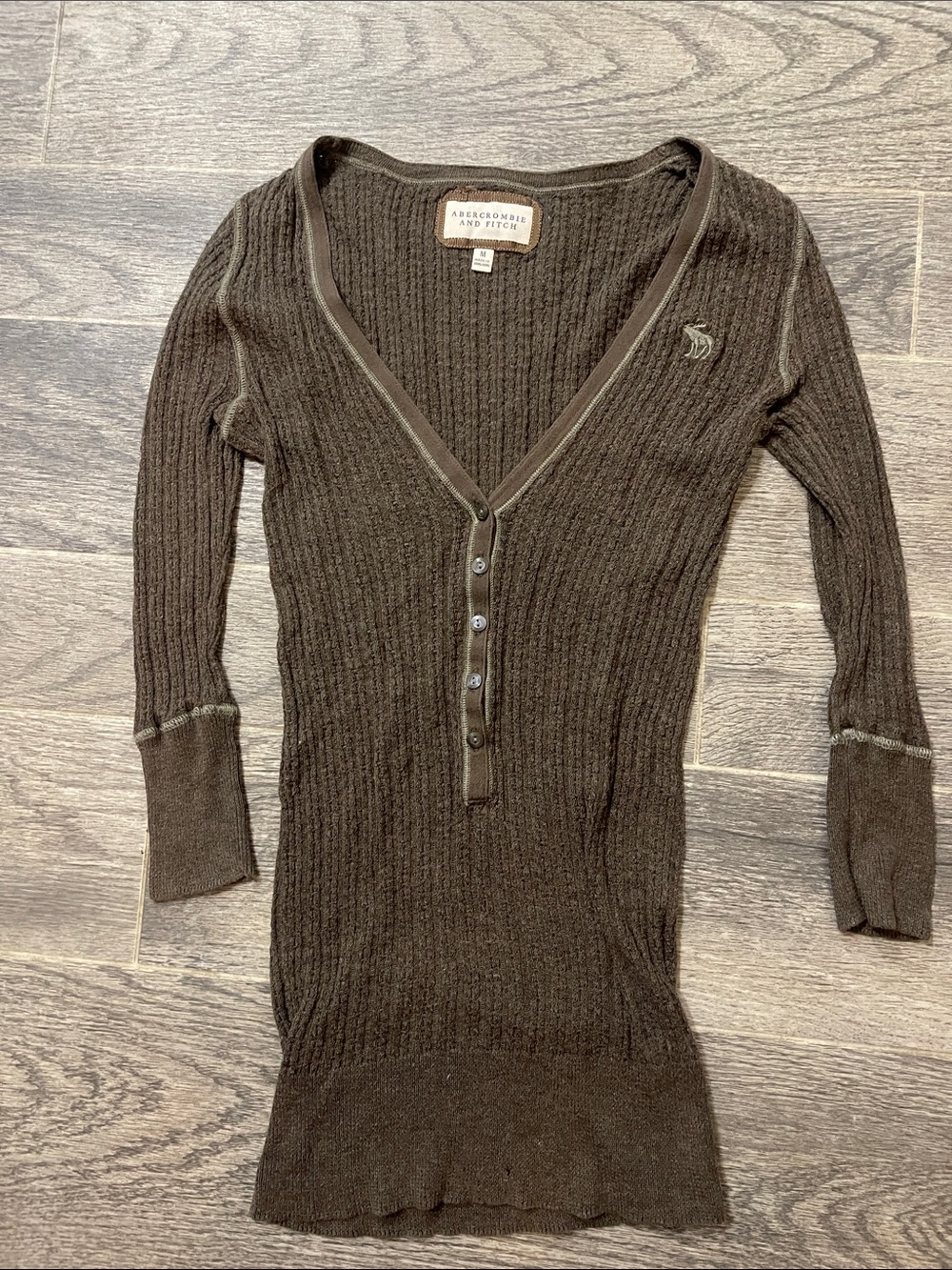 Vintage Abercrombie & Fitch Henley Women's Dark Brown